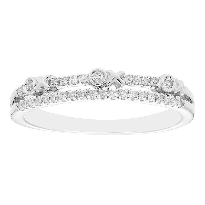 Boston Bay Diamonds Sterling Silver 1/7 Carat T.W. Diamond XO Ring, Womens Product Image