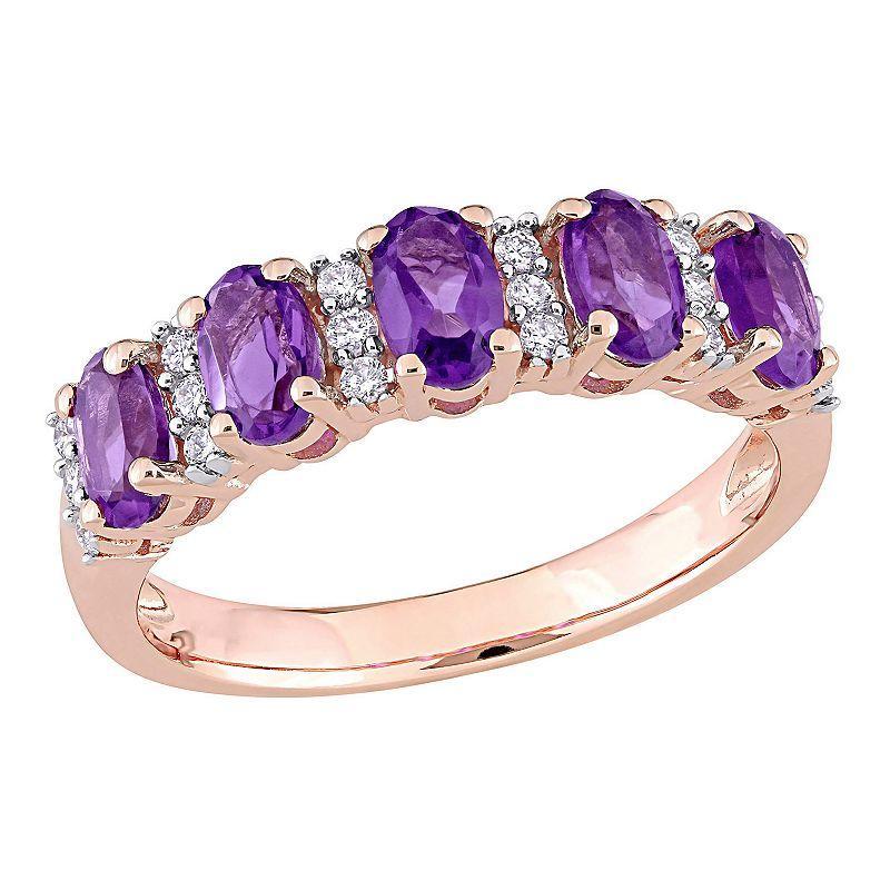 Stella Grace 14K Rose Gold Amethyst & 1/6 Carat T.W. Diamond Ring, Womens 10k Rose Gold Product Image