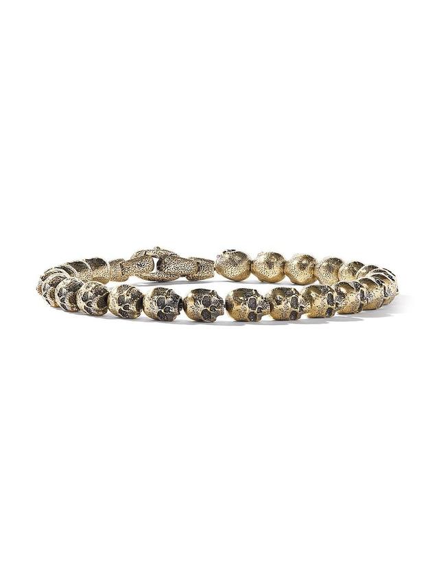 Mens Memento Mori Skull Bead Bracelet In 18K Yellow Gold Product Image