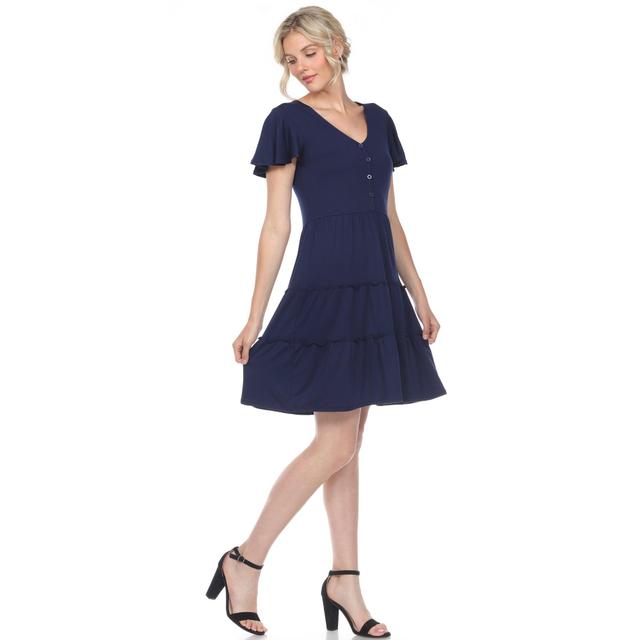 Short Sleeve V-neck Tiered Dress Product Image