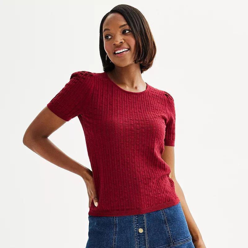 Womens Draper James Short Sleeve Pointelle Sweater Product Image