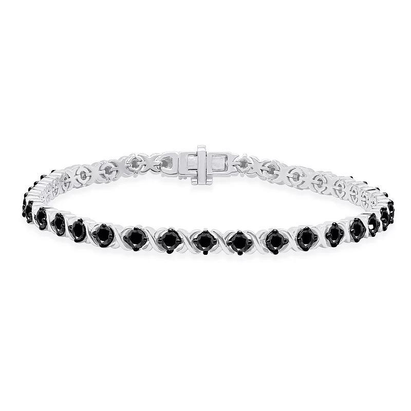 Sterling Silver 3 Carat T.W. Black Diamond X & O Bracelet, Womens Product Image