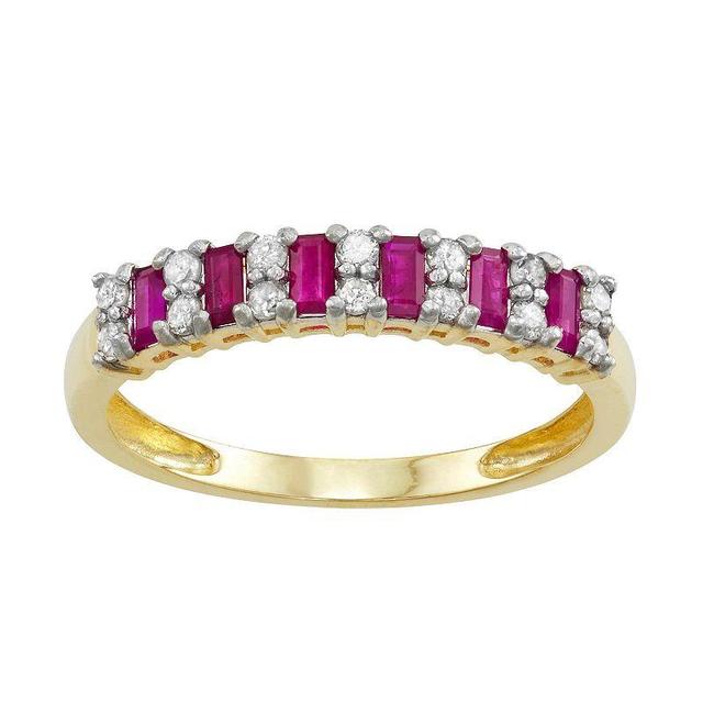 Tiara 10k Gold Gemstone & 1/5 Carat T.W. Diamond Ring, Womens Red Product Image