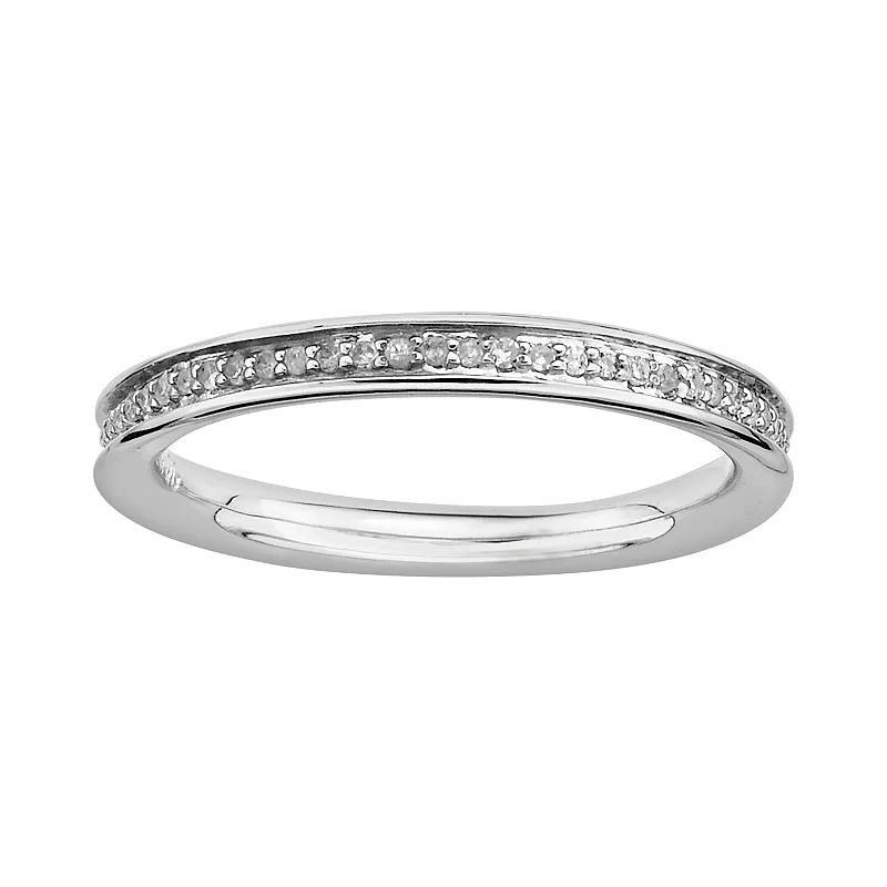 Stacks & Stones Sterling Silver 1/5-ct. T.W. Diamond Stack Ring, Womens Grey Product Image