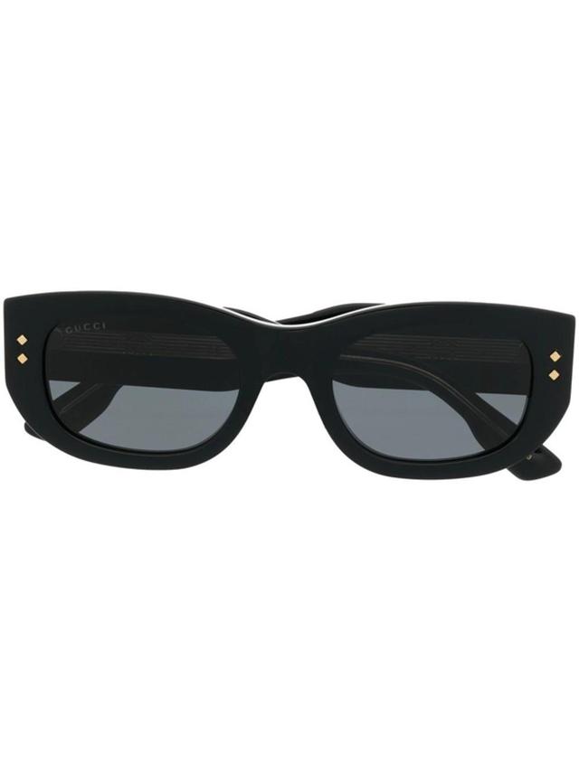 Rectangle-frame Tinted Sunglasses In Black Product Image