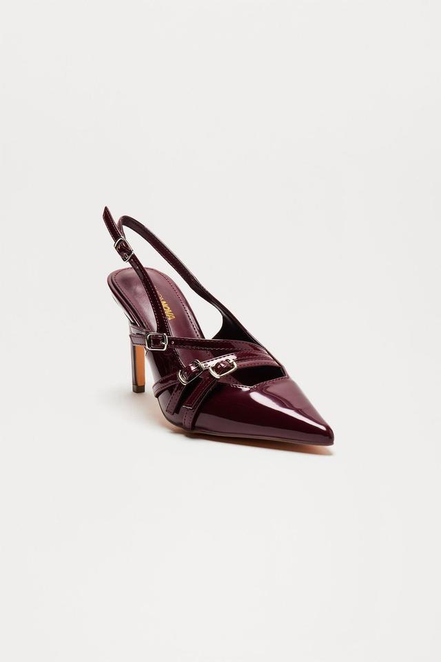 Blake Tiny Buckle Slingback Pumps - Burgundy Product Image