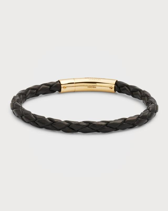 Mens Tubo Scoubidou 18k Double-Wrap Leather Bracelet, L Product Image