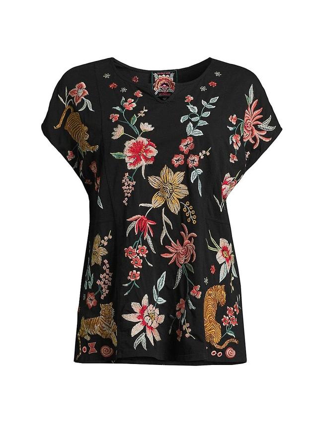 Womens Andrean Embroidered T-Shirt Product Image