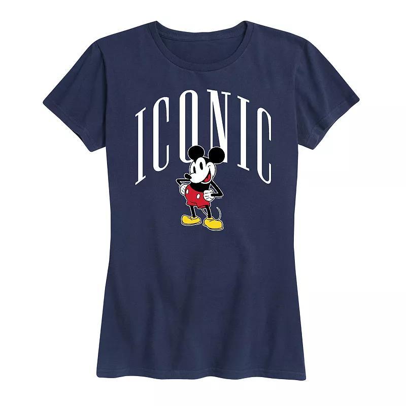 Disneys Mickey Mouse Womens Iconic Graphic Tee Grey Royal Blue Product Image