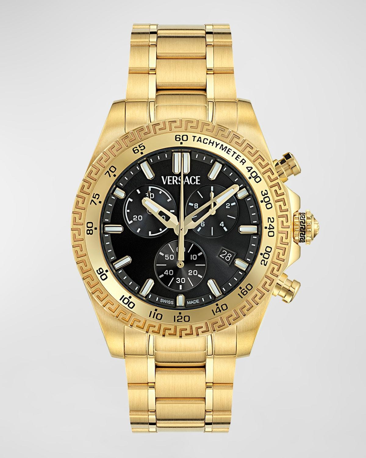 Versace Mens Swiss Chronograph X Gold Ion Plated Stainless Steel Bracelet Watch 44mm - Ip Yellow Gold Product Image