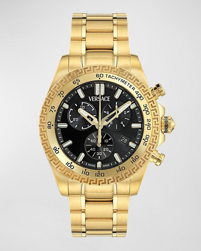 Versace Mens Swiss Chronograph X Gold Ion Plated Stainless Steel Bracelet Watch 44mm - Ip Yellow Gold Product Image