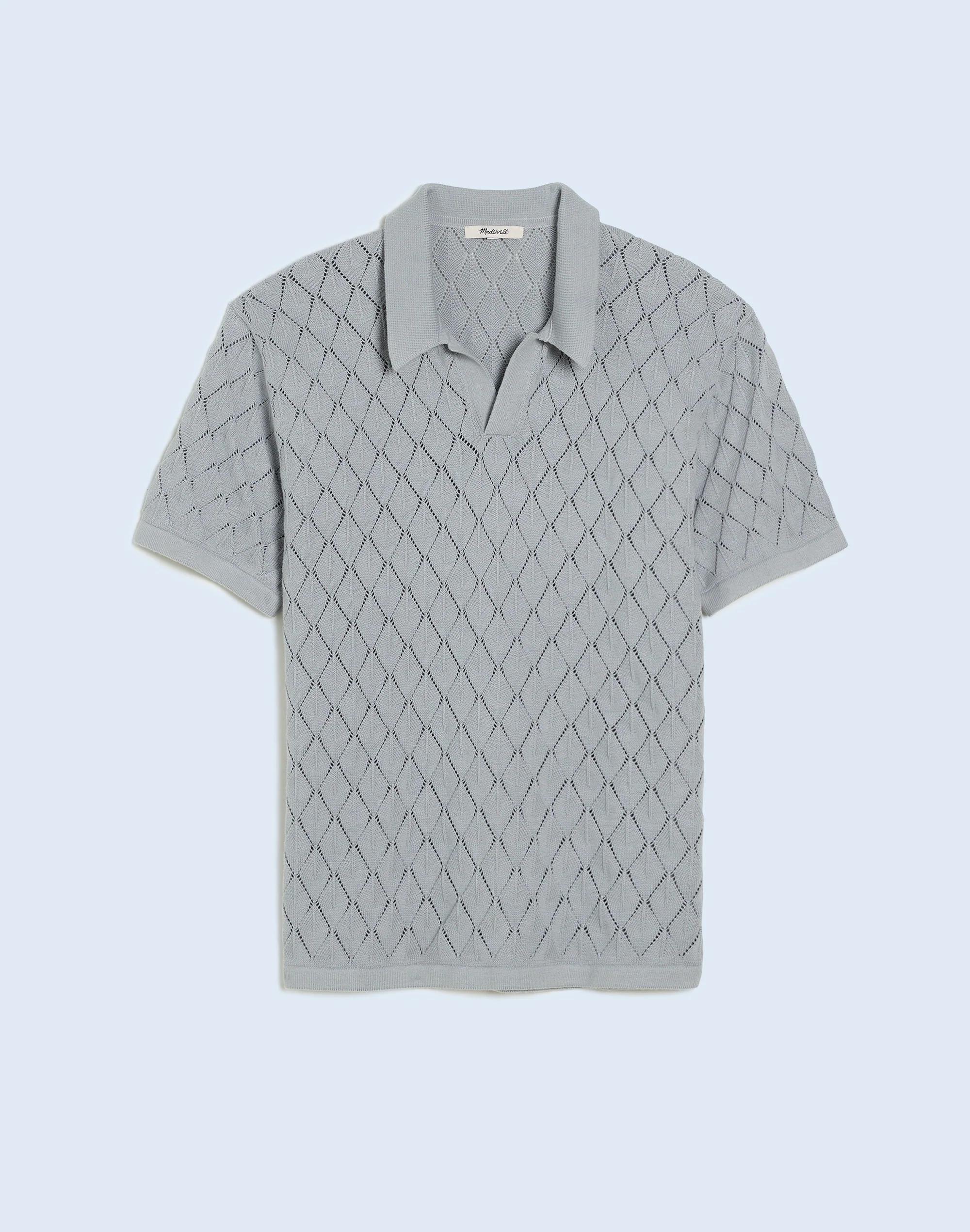 Johnny-Collar Sweater Polo Shirt in Diamond Stitch Product Image