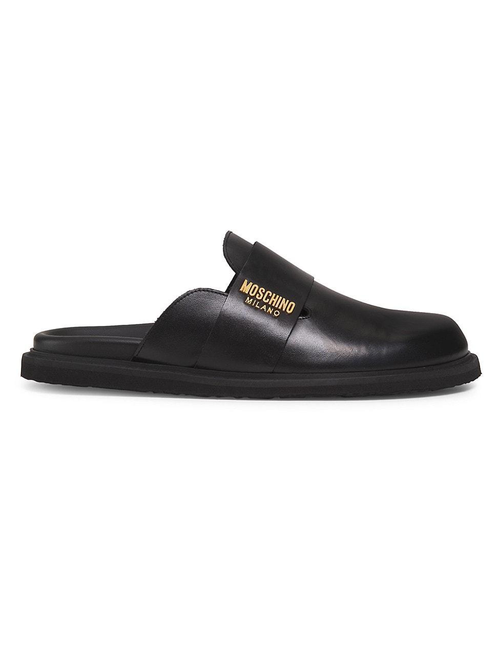 Mens Logo-Embellished Leather Mules Product Image