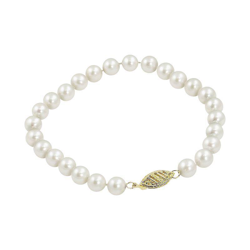 PearLustre by Imperial 10k Gold Freshwater Cultured Pearl Bracelet - 7.5-in., Womens White Product Image