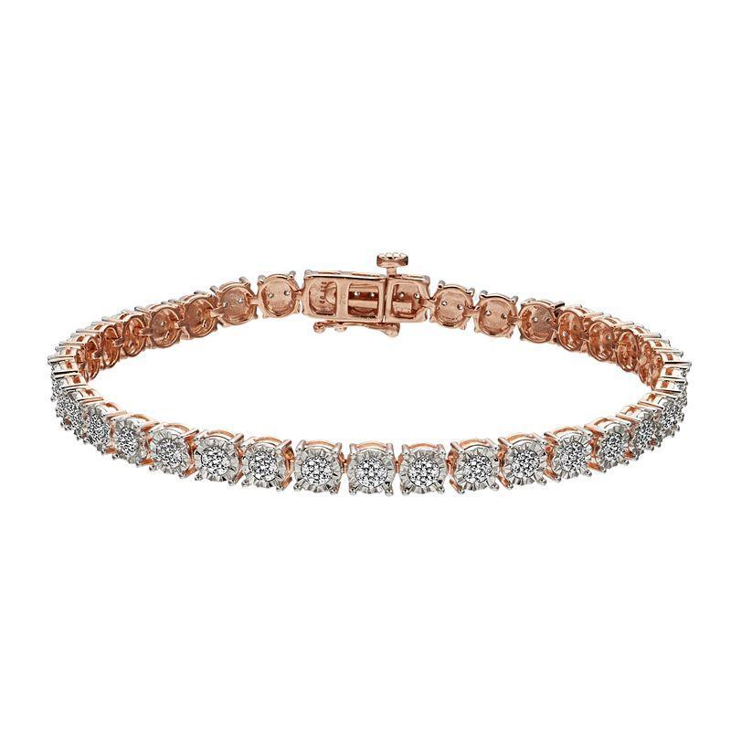 Sterling Silver 1/4 Carat T.W. Diamond Fashion Bracelet, Womens Pink Tone Product Image