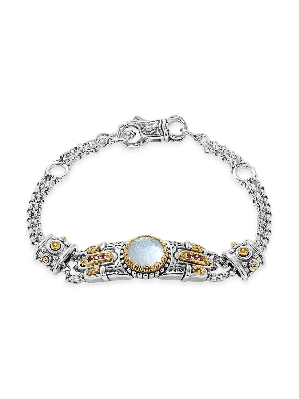 Womens Sterling Silver, 18K Yellow Gold & Multi-Gemstone Bracelet Product Image