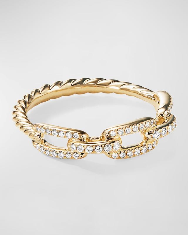 Womens Stax Chain Link Ring in 18K Yellow Gold with Pav Diamonds Product Image