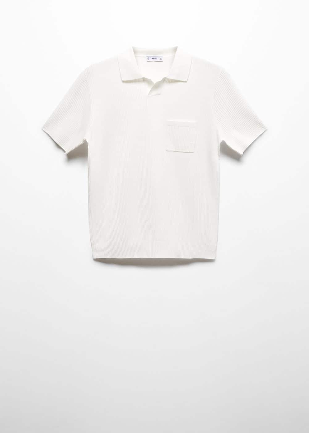 MANGO MAN - Short sleeve ribbed polo shirt whiteMen Product Image