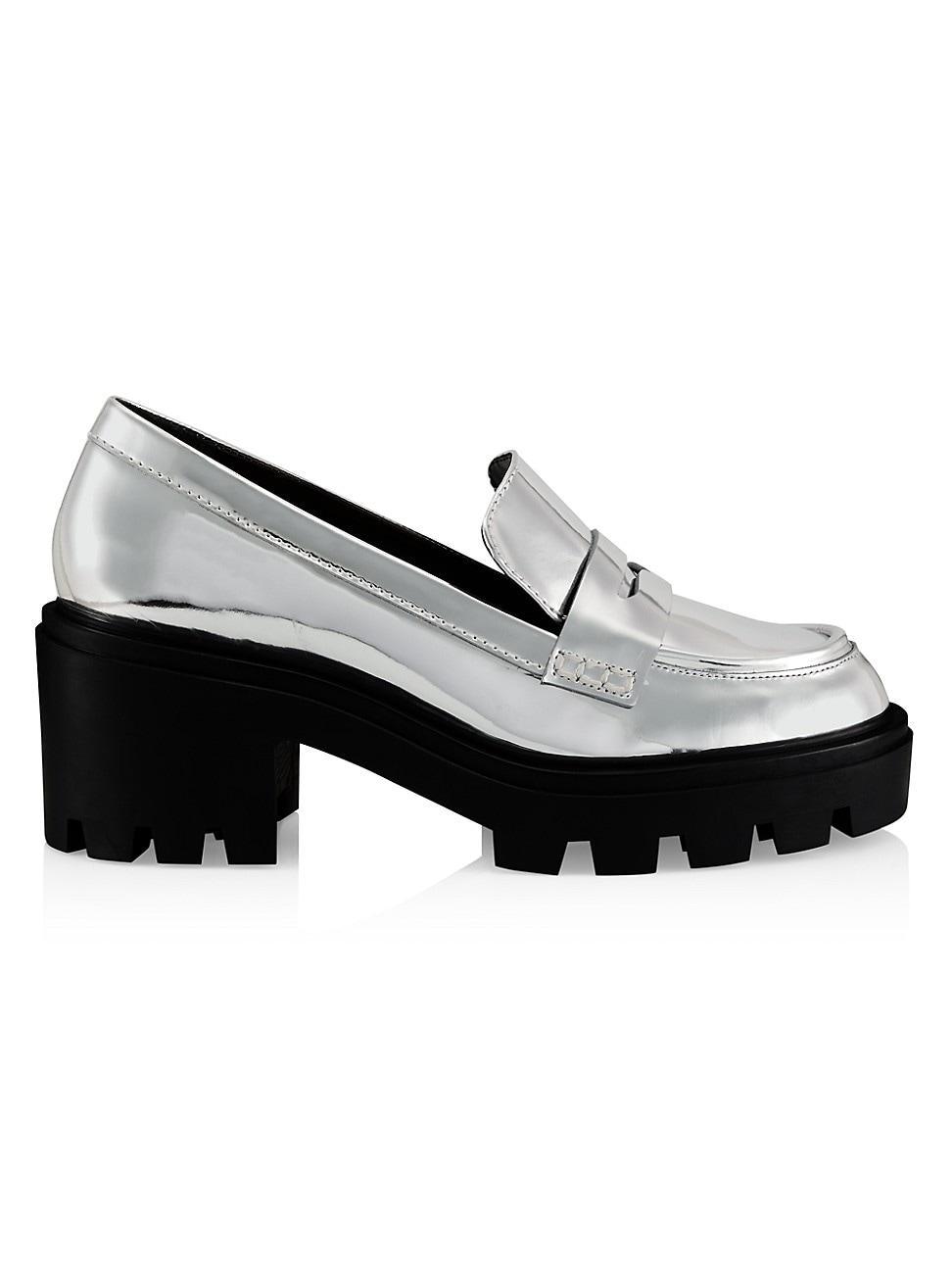 Womens Viola Metallic Leather Loafers Product Image