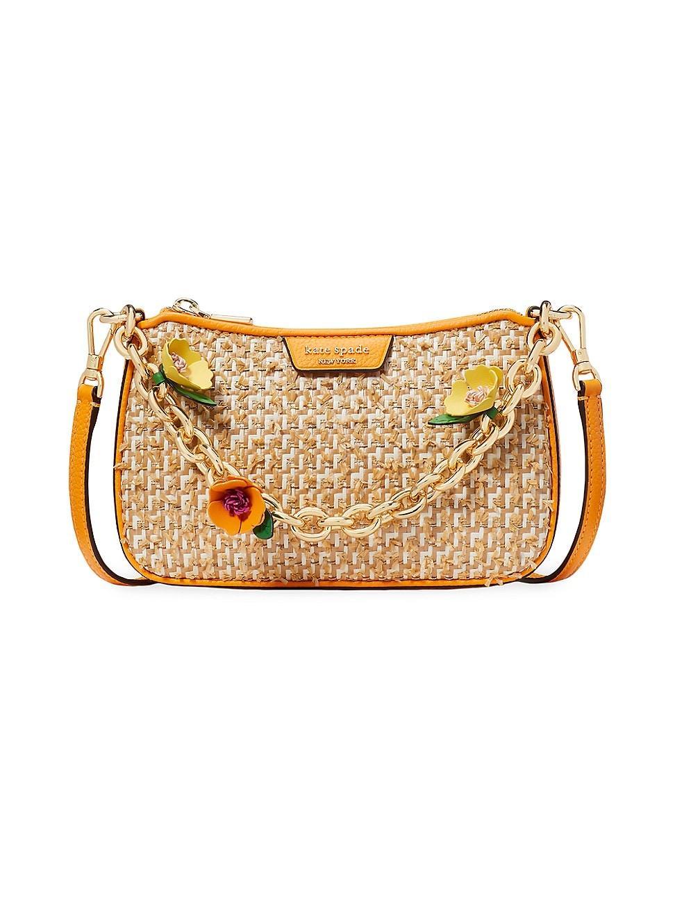 Womens Jolie Embellished Raffia & Leather Shoulder Bag Product Image