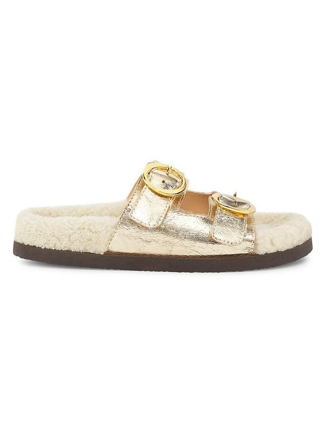 Womens Yuki Shearling-Trimmed Leather Sandals Product Image