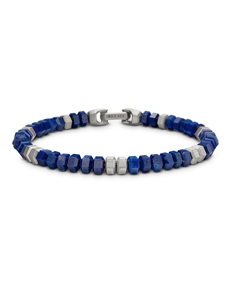 Mens Hex Bead Bracelet in Sterling Silver Product Image