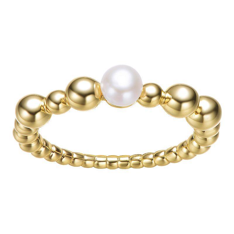 14k Gold Over Silver Ball & Freshwater Cultured Pearl Ring, Womens Yellow Product Image