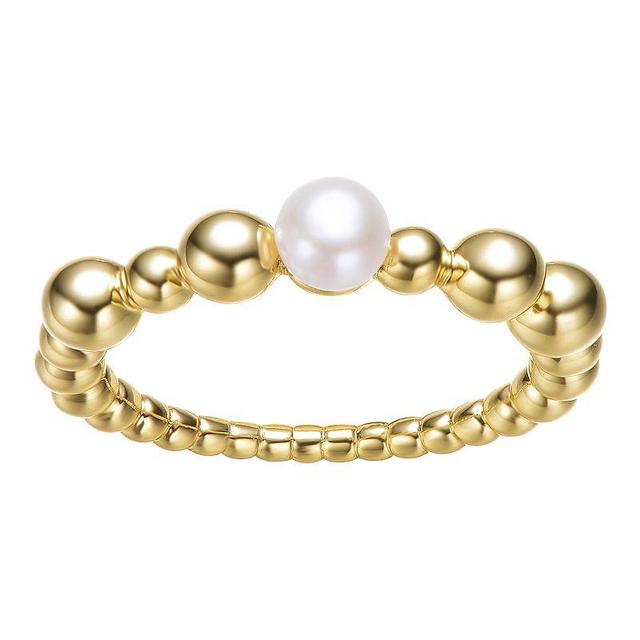 14k Gold Over Silver Ball & Freshwater Cultured Pearl Ring, Womens Gold Tone Product Image