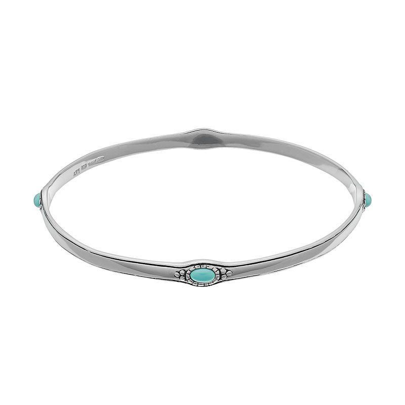 Sterling Silver Simulated Turquoise Bangle Bracelet, Womens Blue Product Image