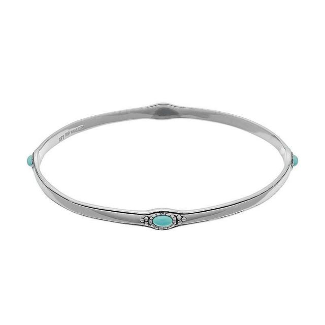 Sterling Silver Simulated Turquoise Bangle Bracelet, Womens Blue Product Image