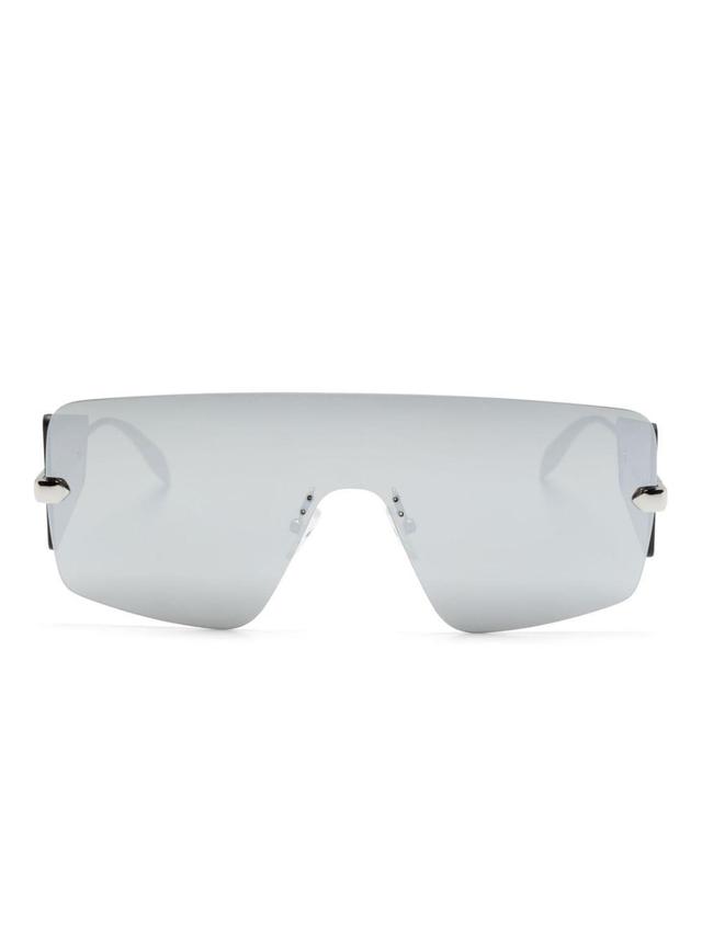 Mirrored Shield-frame Sunglasses In 银色 Product Image