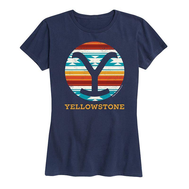 Womens Yellowstone Western Blanket Graphic Tee Blue Product Image