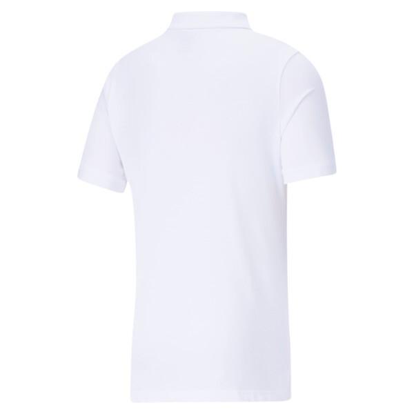 PUMA Essentials Men's Pique Polo in White/Cat, Size L Product Image