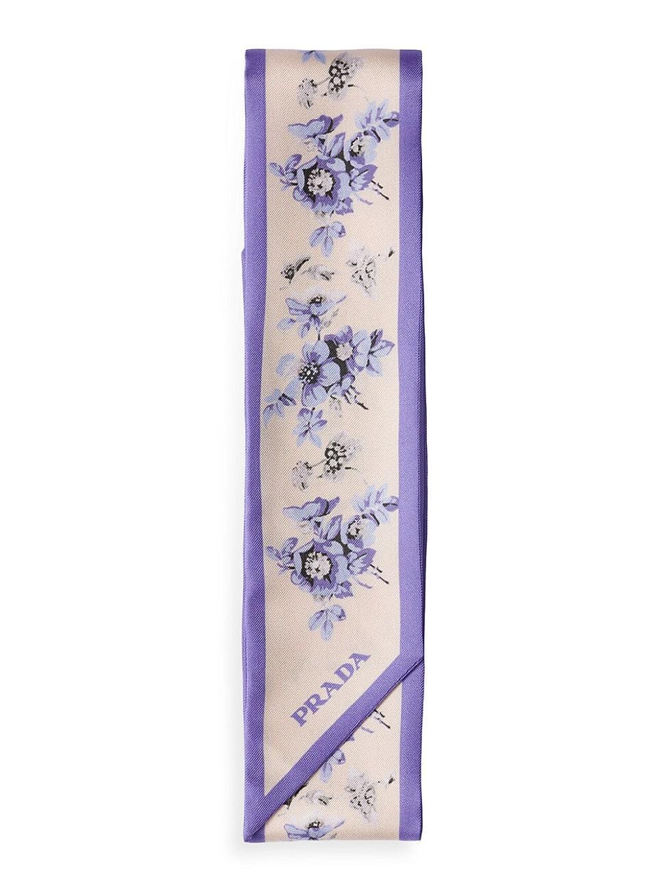 Womens Printed Silk Twill Skinny Scarf Product Image