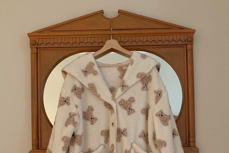 Sailor Collar Bear Patterned Button Robe Product Image