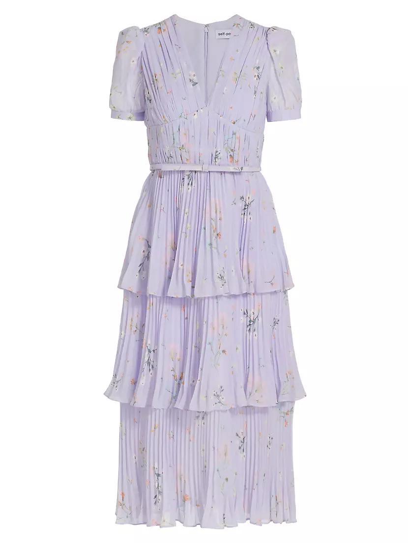 Floral Chiffon Tiered Midi-Dress Product Image