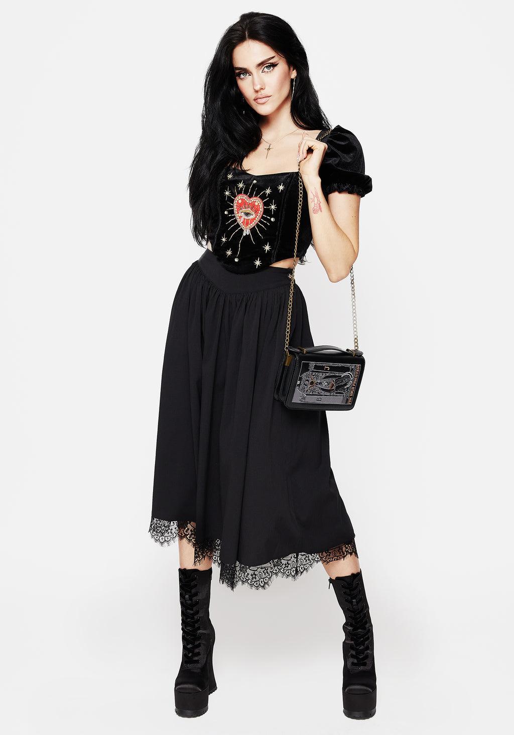 Alcina Lace Hem Midi Skirt Product Image