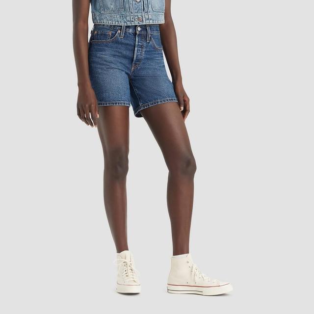 Levi's Women's 501 Original Dark Indigo Mid-Length Denim Shorts Product Image