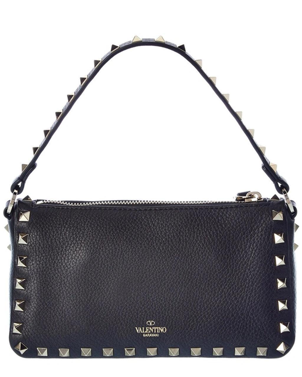 VALENTINO GARAVANI Rockstud Small Grainy Leather Crossbody In Black Product Image