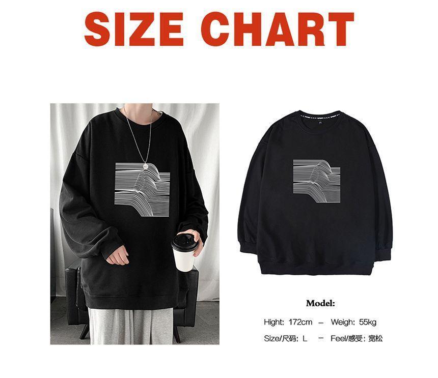 Crew Neck Graphic Print Oversized Sweatshirt Product Image