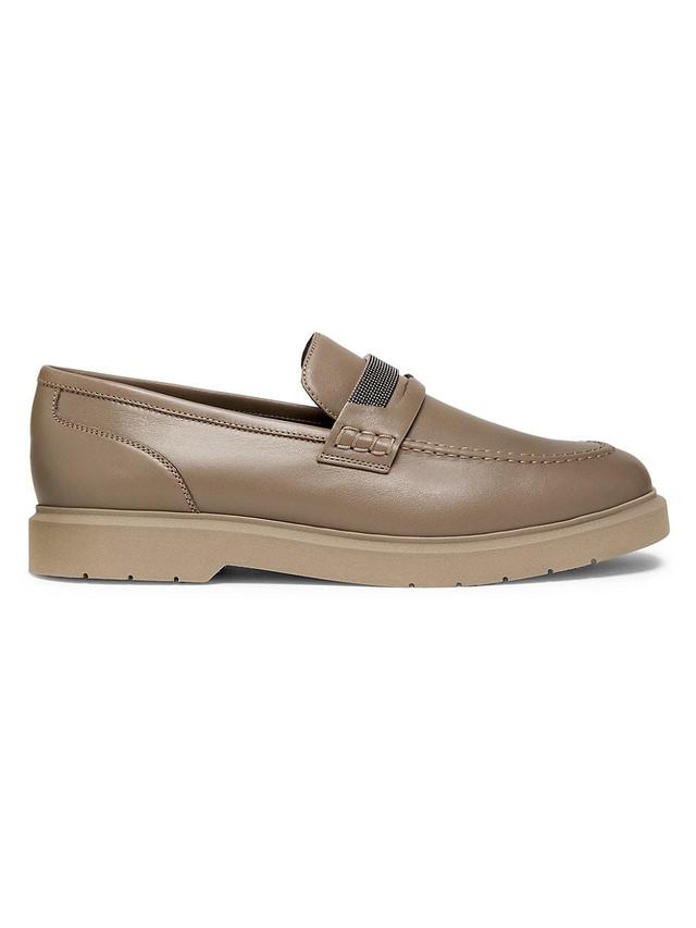 Womens Monili-Detailed Leather Penny Loafers Product Image