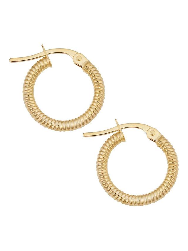 Womens 18K Yellow Gold Ribbed Mini Hoops Product Image