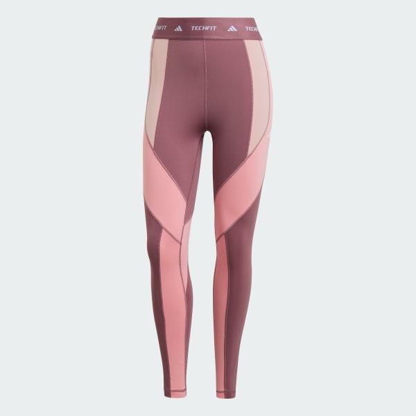 adidas Techfit 7/8 Colorblock Leggings Preloved Crimson L Womens Product Image