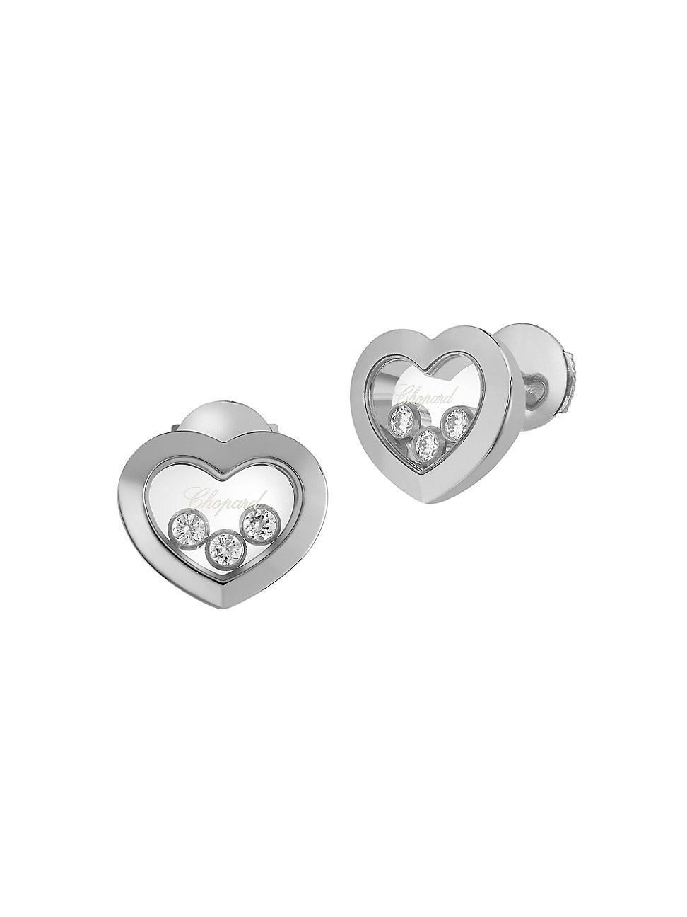 Happy Diamonds Heart 18K White Gold Stud Earrings Product Image