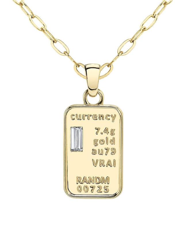 Womens Currency 14K Yellow Gold & Lab-Grown Diamond Pendant Necklace - Yellow Gold - Size 20 Product Image