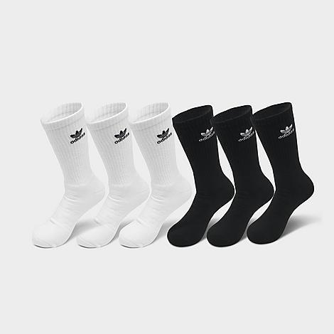 adidas Originals Mens Trefoil 6 Pack Crew Socks - Black/White Product Image