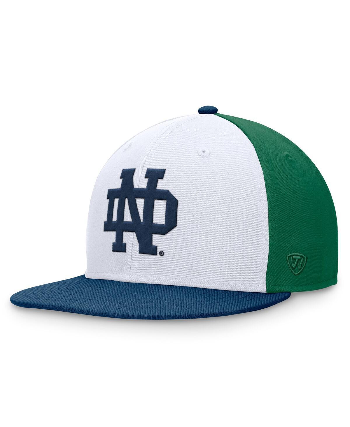 Top of the World Mens White Notre Dame Fighting Irish Tri-Tone Heritage Collector Fitted Hat - White, Navy Product Image