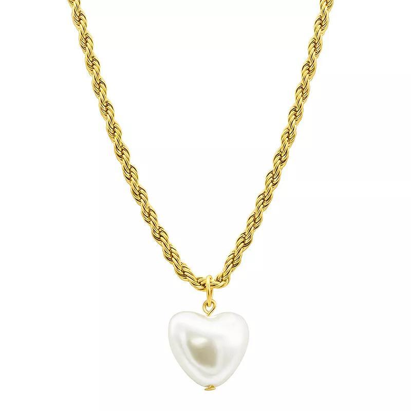 Adornia 14k Gold Plated Rope Chain Heart Necklace, Womens Gold Tone Product Image