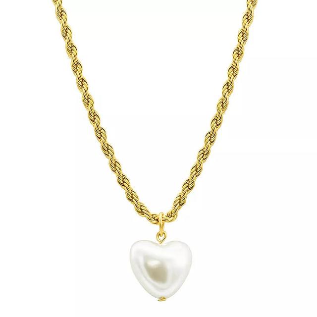 Adornia 14k Gold Plated Rope Chain Heart Necklace, Womens Gold Tone Product Image