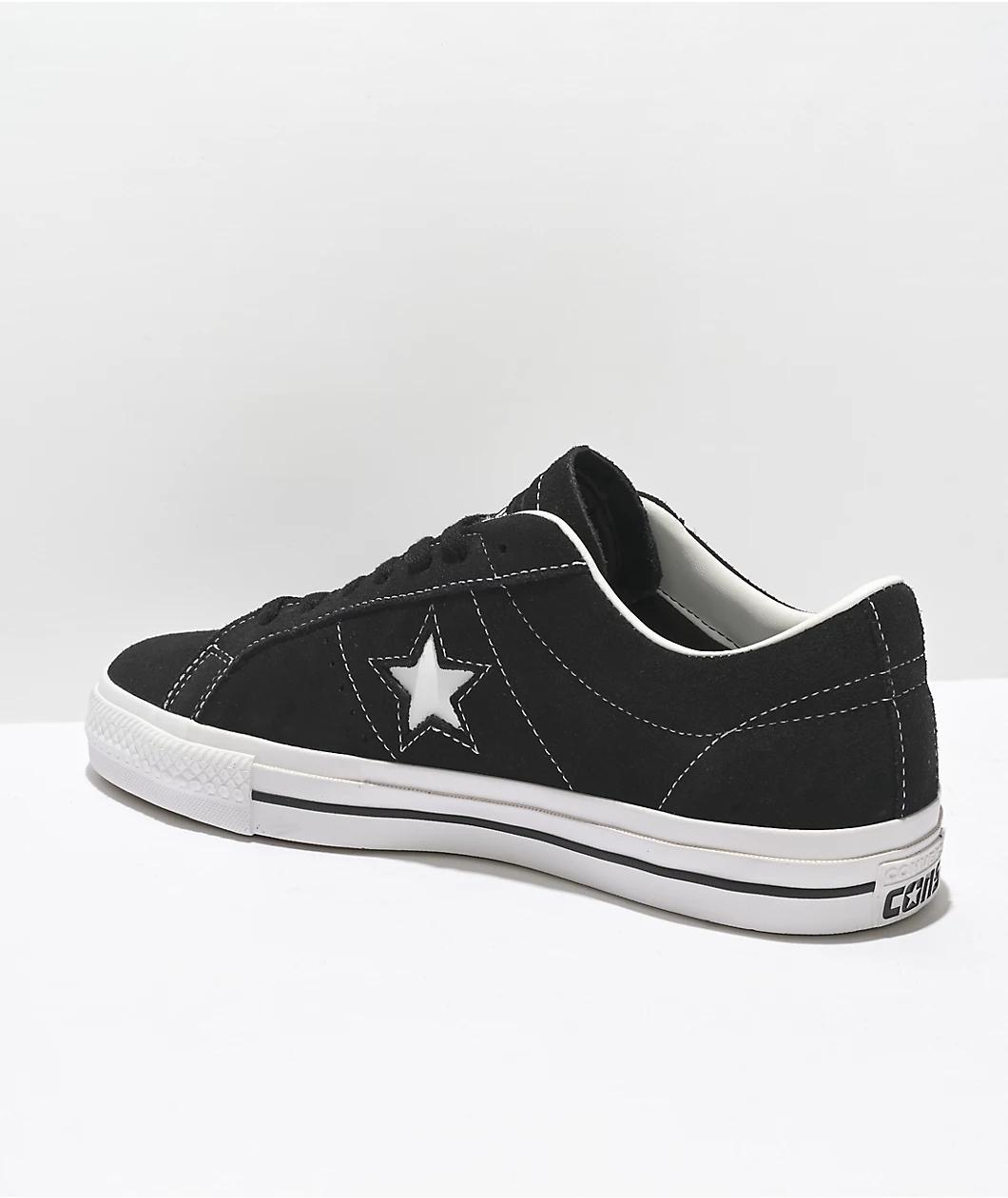 Converse One Star Pro Black & White Suede Skate Shoes Product Image